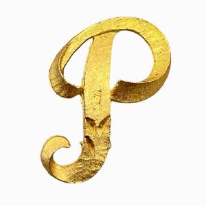 Vintage Mamselle Brushed Gold-Tone Monogram Initial “P” Brooch